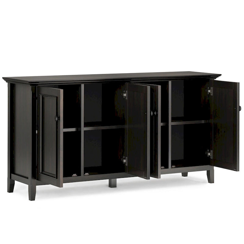 WYNDENHALL Halifax SOLID WOOD 66 Wide Transitional Wide 4Door Storage Cabinet in Hickory Brown - 18d x 66 w x 34h