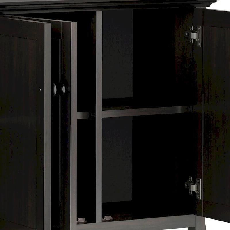 WYNDENHALL Halifax SOLID WOOD 66 Wide Transitional Wide 4Door Storage Cabinet in Hickory Brown - 18d x 66 w x 34h