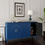 4-Door Storage Cabinet with Pine Legs and MDF