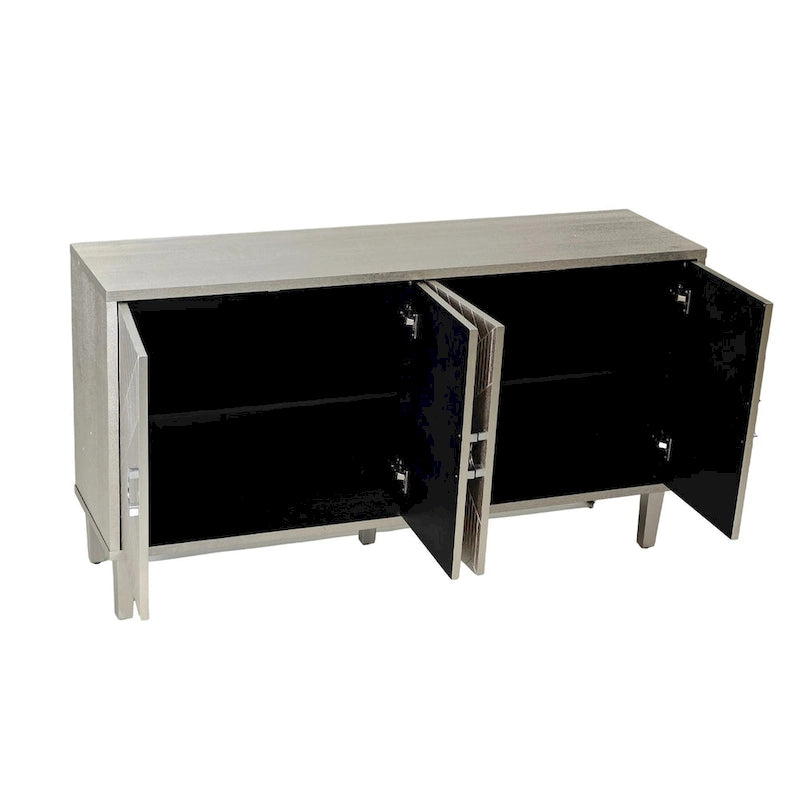 4-Door Storage Cabinet with Pine Legs and MDF