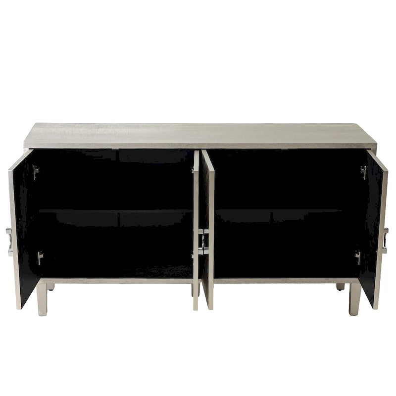 4-Door Storage Cabinet with Pine Legs and MDF