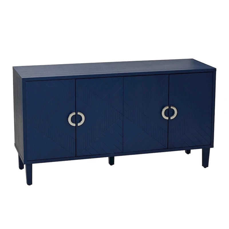 4-Door Storage Cabinet with Pine Legs and MDF