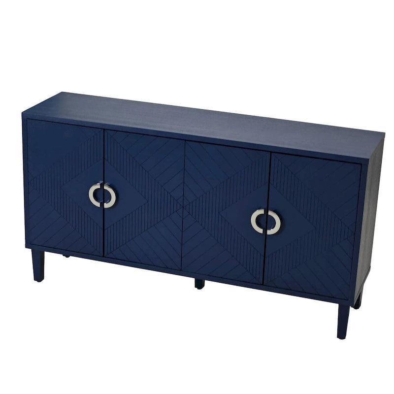 4-Door Storage Cabinet with Pine Legs and MDF