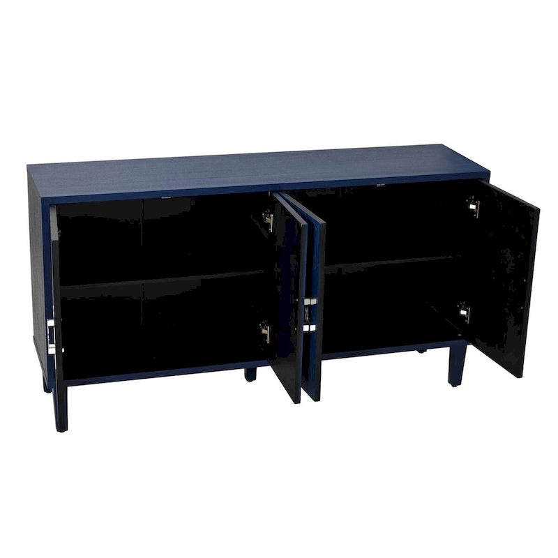4-Door Storage Cabinet with Pine Legs and MDF