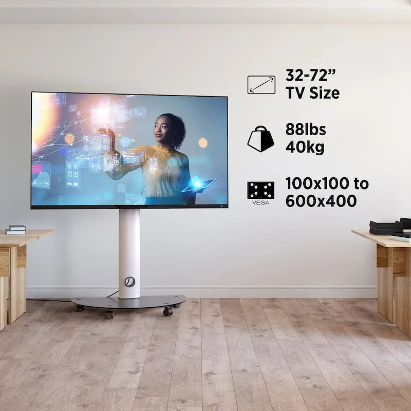 ProMounts Premium Rolling TV Stand with Swivel for 32-72 Screens Holds up to 88 Lbs