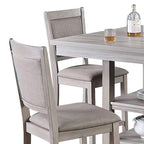 5 Piece Counter Height Dining Set, Table and 4 Chairs, Padded Seats, Gray