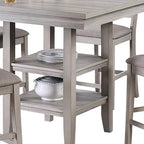 5 Piece Counter Height Dining Set, Table and 4 Chairs, Padded Seats, Gray
