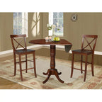 42 Round Top Bar Height Table and Two Stools - Espresso