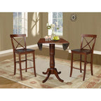 42 Round Top Bar Height Table and Two Stools - Espresso