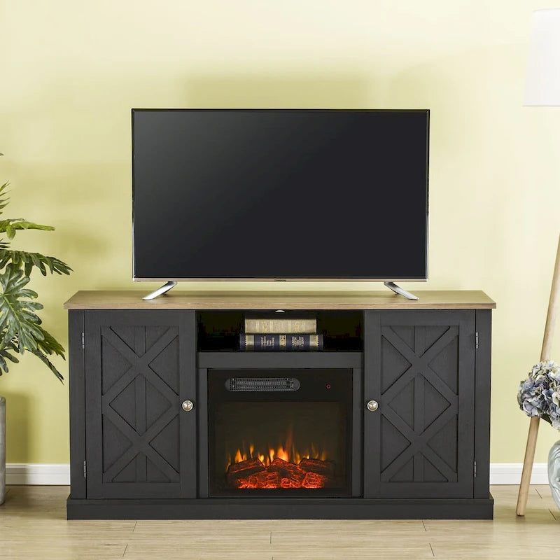 54 in. TV Stand Console for TVs up to 60 in. with Electric Fireplace - 54 in Width