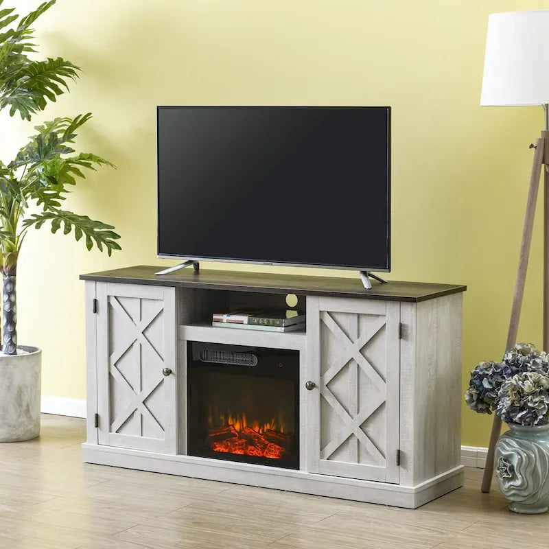 54 in. TV Stand Console for TVs up to 60 in. with Electric Fireplace - 54 in Width