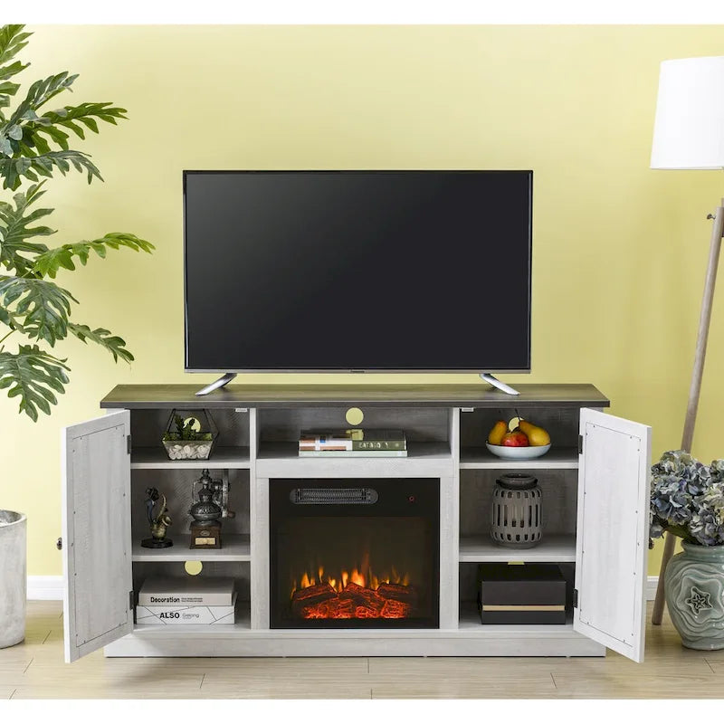 54 in. TV Stand Console for TVs up to 60 in. with Electric Fireplace - 54 in Width