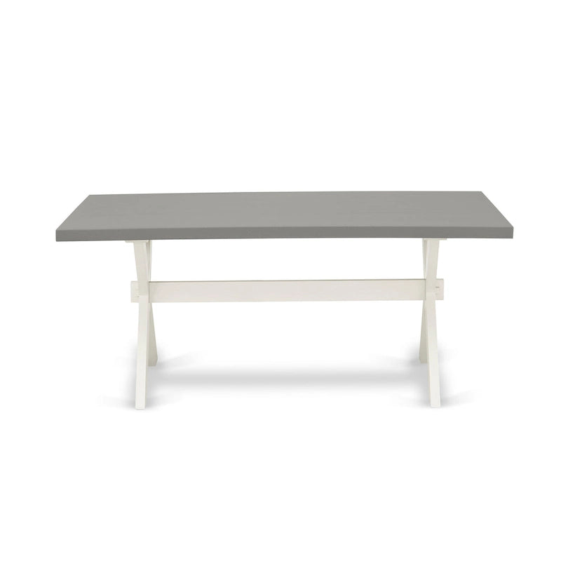 East West Furniture Dinette Set- a Dining Table and Gray Linen Fabric Parsons Chairs, Off-White(Pieces Options)