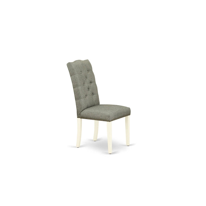 East West Furniture Dinette Set- a Dining Table and Gray Linen Fabric Parsons Chairs, Off-White(Pieces Options)