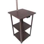 58 Squared Sofa Side Shelves Table Lamp w/ Power Station
