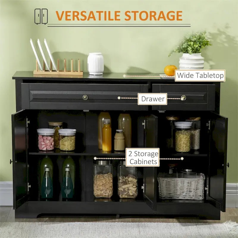 Modern Kitchen Buffet Cabinet with 2 Drawers and Adjustable Shelves