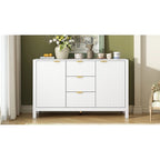 Modern Wave-Design Entryway Cabinet with 3 Adjustable Shelves 2Doors Storage Console Table with3 Drawers
