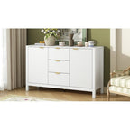 Modern Wave-Design Entryway Cabinet with 3 Adjustable Shelves 2Doors Storage Console Table with3 Drawers