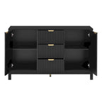 Modern Wave-Design Entryway Cabinet with 3 Adjustable Shelves 2Doors Storage Console Table with3 Drawers