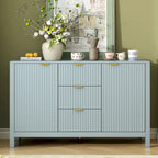 Modern Wave-Design Entryway Cabinet with 3 Adjustable Shelves 2Doors Storage Console Table with3 Drawers