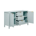 Modern Wave-Design Entryway Cabinet with 3 Adjustable Shelves 2Doors Storage Console Table with3 Drawers