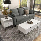 DH BASIC 2-Piece Modern Coffee Table and End Table Set with 3D Wave Accented Drawers by Denhour