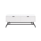 DH BASIC 2-Piece Modern Coffee Table and End Table Set with 3D Wave Accented Drawers by Denhour