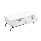 DH BASIC 2-Piece Modern Coffee Table and End Table Set with 3D Wave Accented Drawers by Denhour