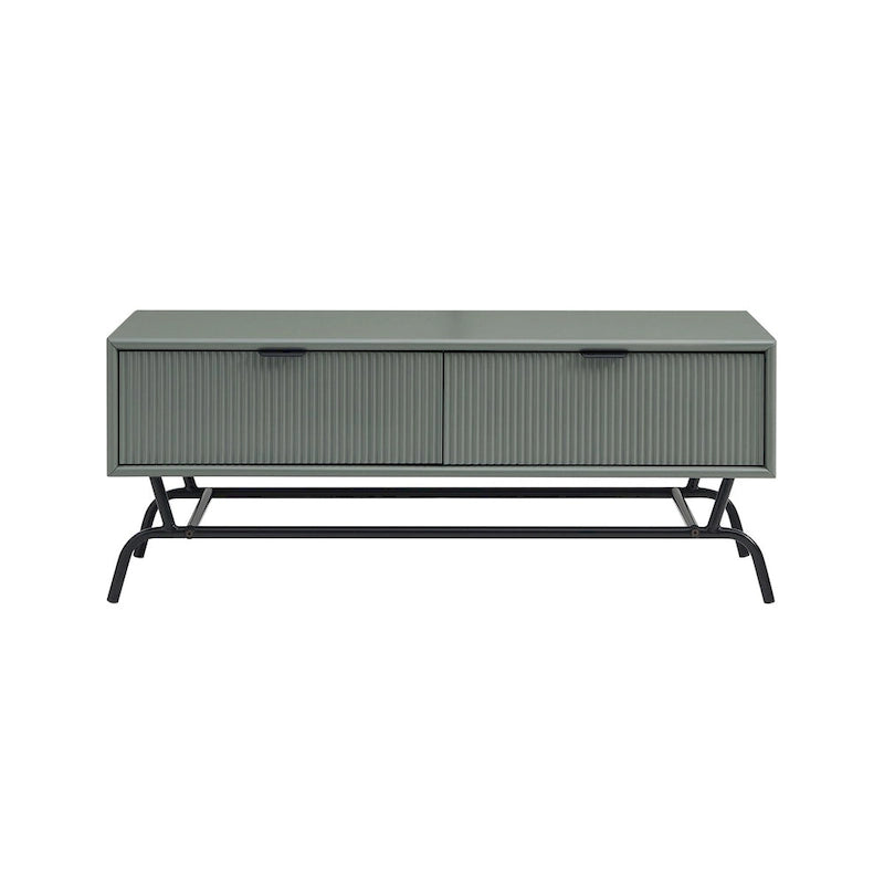 DH BASIC 2-Piece Modern Coffee Table and End Table Set with 3D Wave Accented Drawers by Denhour