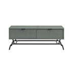 DH BASIC 2-Piece Modern Coffee Table and End Table Set with 3D Wave Accented Drawers by Denhour