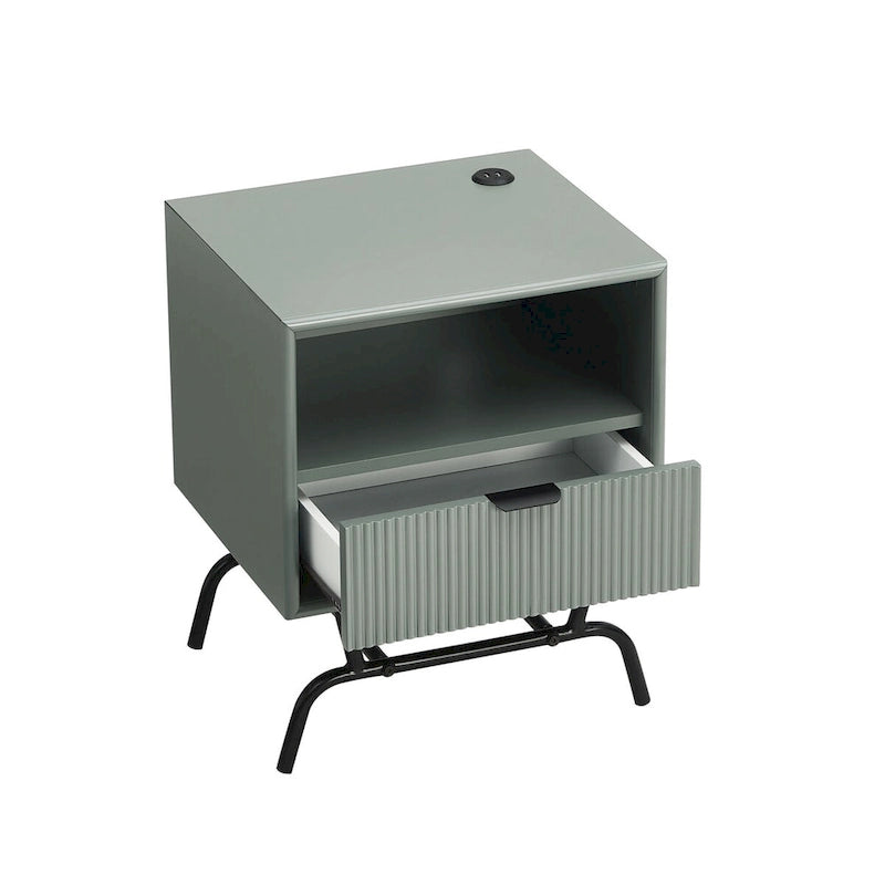 DH BASIC 2-Piece Modern Coffee Table and End Table Set with 3D Wave Accented Drawers by Denhour