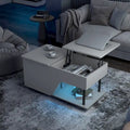 DH BASIC Modern 37-inch Lift-Top Coffee Table with 16 Colors LED Light and Adjustable Shelf