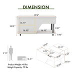 DH BASIC Modern 37-inch Lift-Top Coffee Table with 16 Colors LED Light and Adjustable Shelf