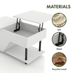 DH BASIC Modern 37-inch Lift-Top Coffee Table with 16 Colors LED Light and Adjustable Shelf