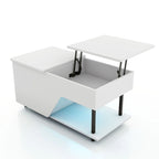 DH BASIC Modern 37-inch Lift-Top Coffee Table with 16 Colors LED Light and Adjustable Shelf