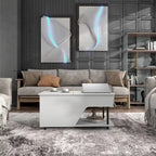 DH BASIC Modern 37-inch Lift-Top Coffee Table with 16 Colors LED Light and Adjustable Shelf