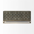 Genevieve II Gray Fir Veneer w/Gold Metal Frame Base 9 Drawer Sideboard
