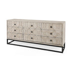 Genevieve II Gray Fir Veneer w/Gold Metal Frame Base 9 Drawer Sideboard