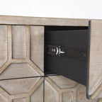 Genevieve II Gray Fir Veneer w/Gold Metal Frame Base 9 Drawer Sideboard