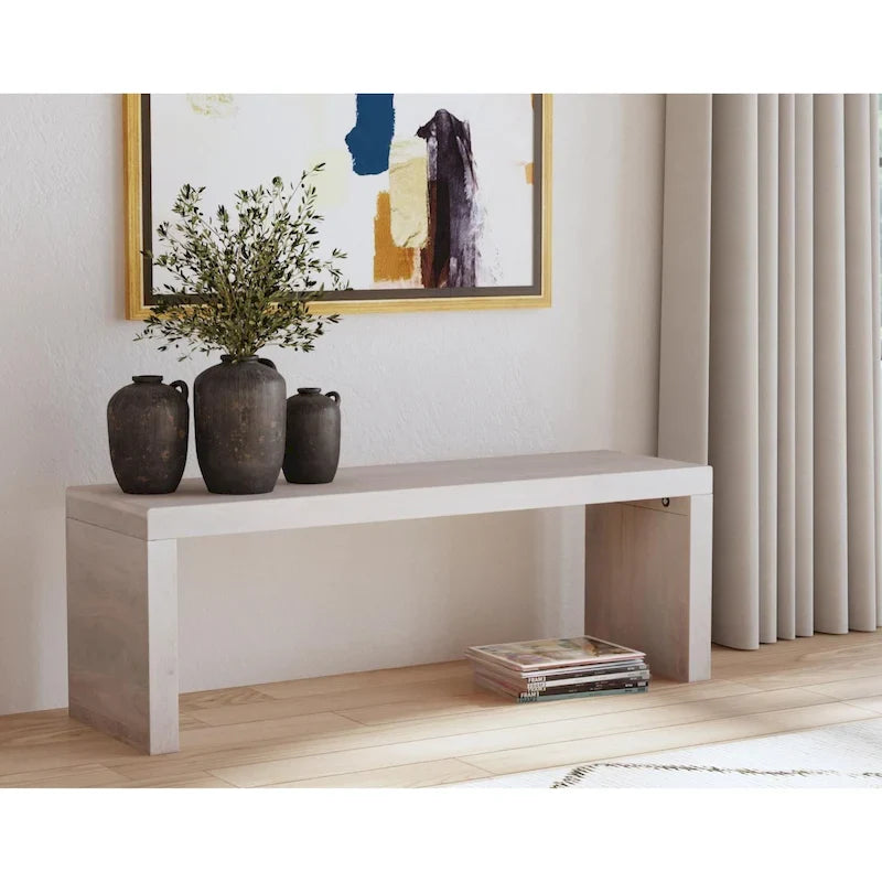 Karson White Sand Solid Wood Bench by East at Main