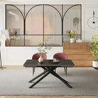 9 - Piece Extendable Rectangular Sintered Stone Cross Legs Dining Set With 8 Chairs For Home or Villa