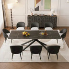 9 - Piece Extendable Rectangular Sintered Stone Cross Legs Dining Set With 8 Chairs For Home or Villa