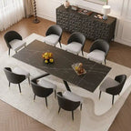 9 - Piece Extendable Rectangular Sintered Stone Cross Legs Dining Set With 8 Chairs For Home or Villa