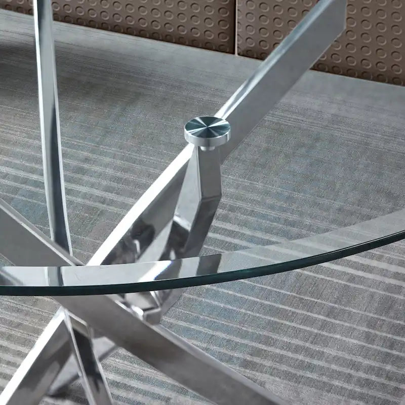Artisan Contemporary Round Clear Dining Tempered Glass Table