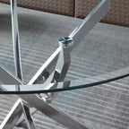 Artisan Contemporary Round Clear Dining Tempered Glass Table
