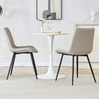 Artificial Leather Backrest Cushion Dining Chair, Black Metal Legs, Curved Widened Cushion Design for more comfort(6 chairs)