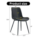 Artificial Leather Backrest Cushion Dining Chair, Black Metal Legs, Curved Widened Cushion Design for more comfort(6 chairs)