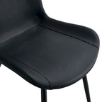 Artificial Leather Backrest Cushion Dining Chair, Black Metal Legs, Curved Widened Cushion Design for more comfort(6 chairs)