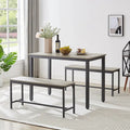 Dining Table Set, Bar Table with 2 Dining Benches, Kitchen Table Counter with Chairs, Industrial for Breakfast Table