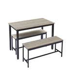 Dining Table Set, Bar Table with 2 Dining Benches, Kitchen Table Counter with Chairs, Industrial for Breakfast Table